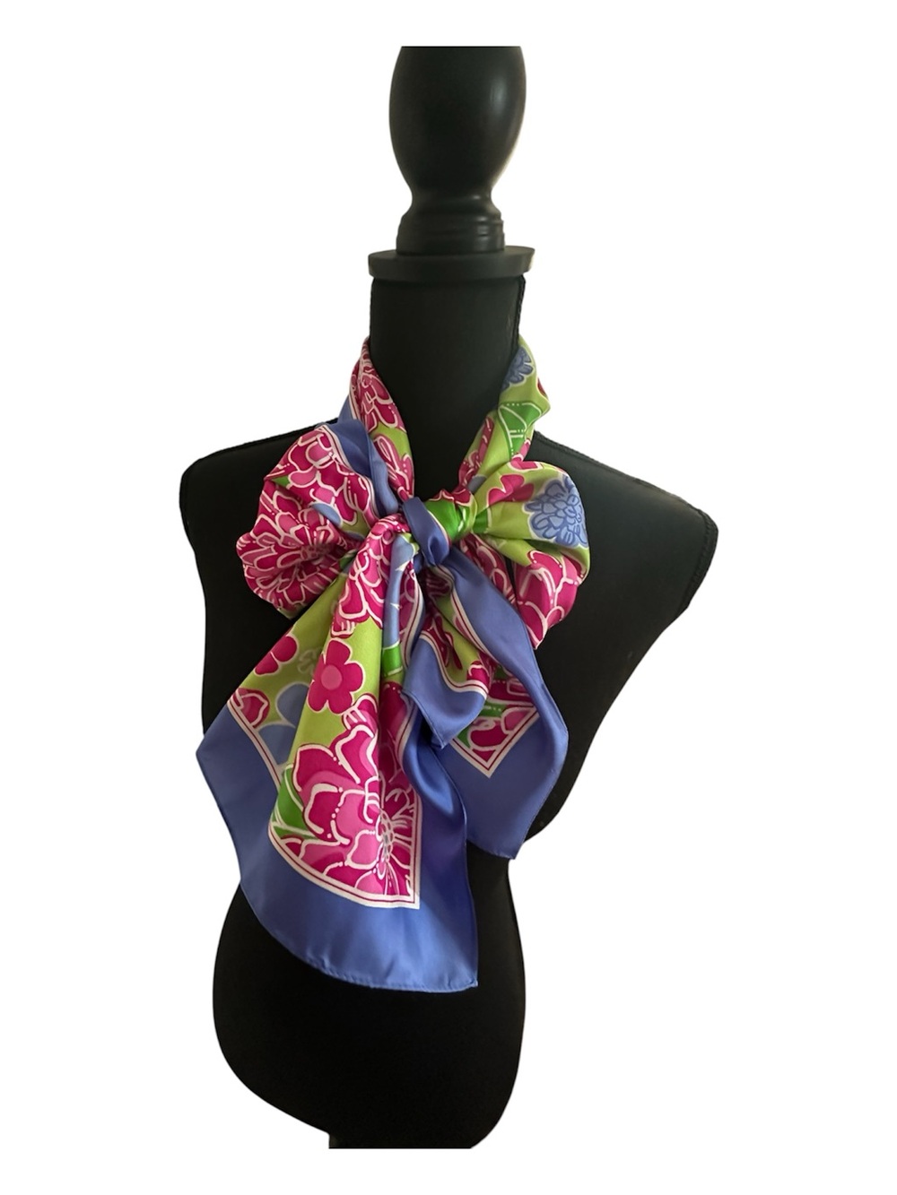 Lilly Pulitzer Floral Silk-Feel Scarf in Pink, Purple & Green